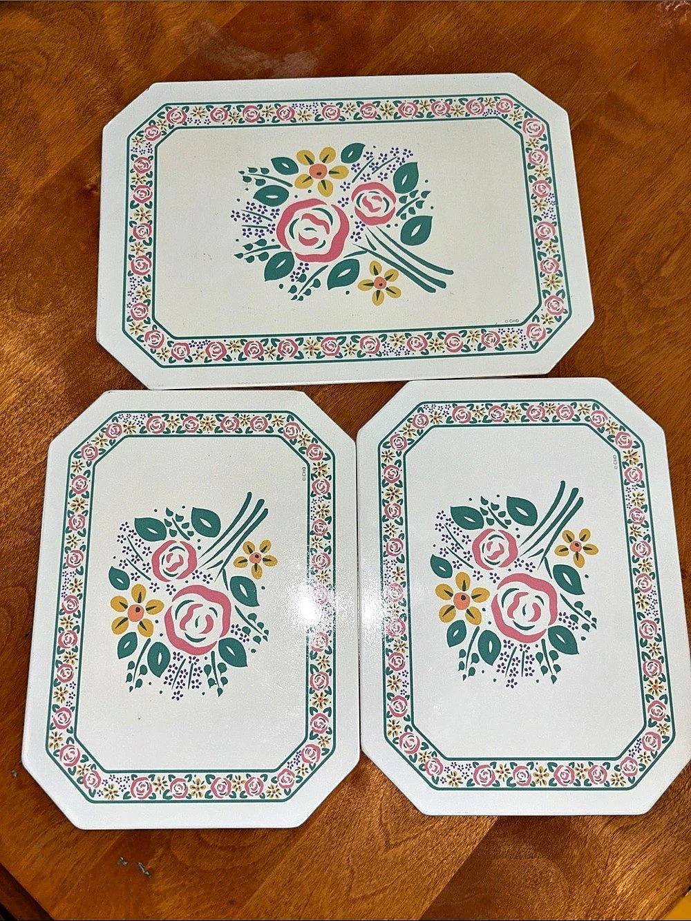 Ballonoff Floral Insulated Hot Mat Trivet Set White & Pink